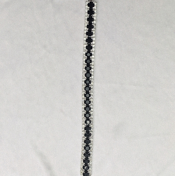 Bracelet Sterling Silver Plated Black Australian Cubic Zirconia 7" - Picture 7 of 9